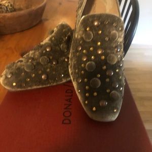 Donald Pliner Taupe Velvet shoes